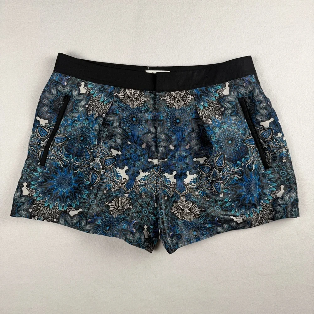 Helmut Lang‎ Women's Mandala Wet Print Shorts Blue Black Sz 2